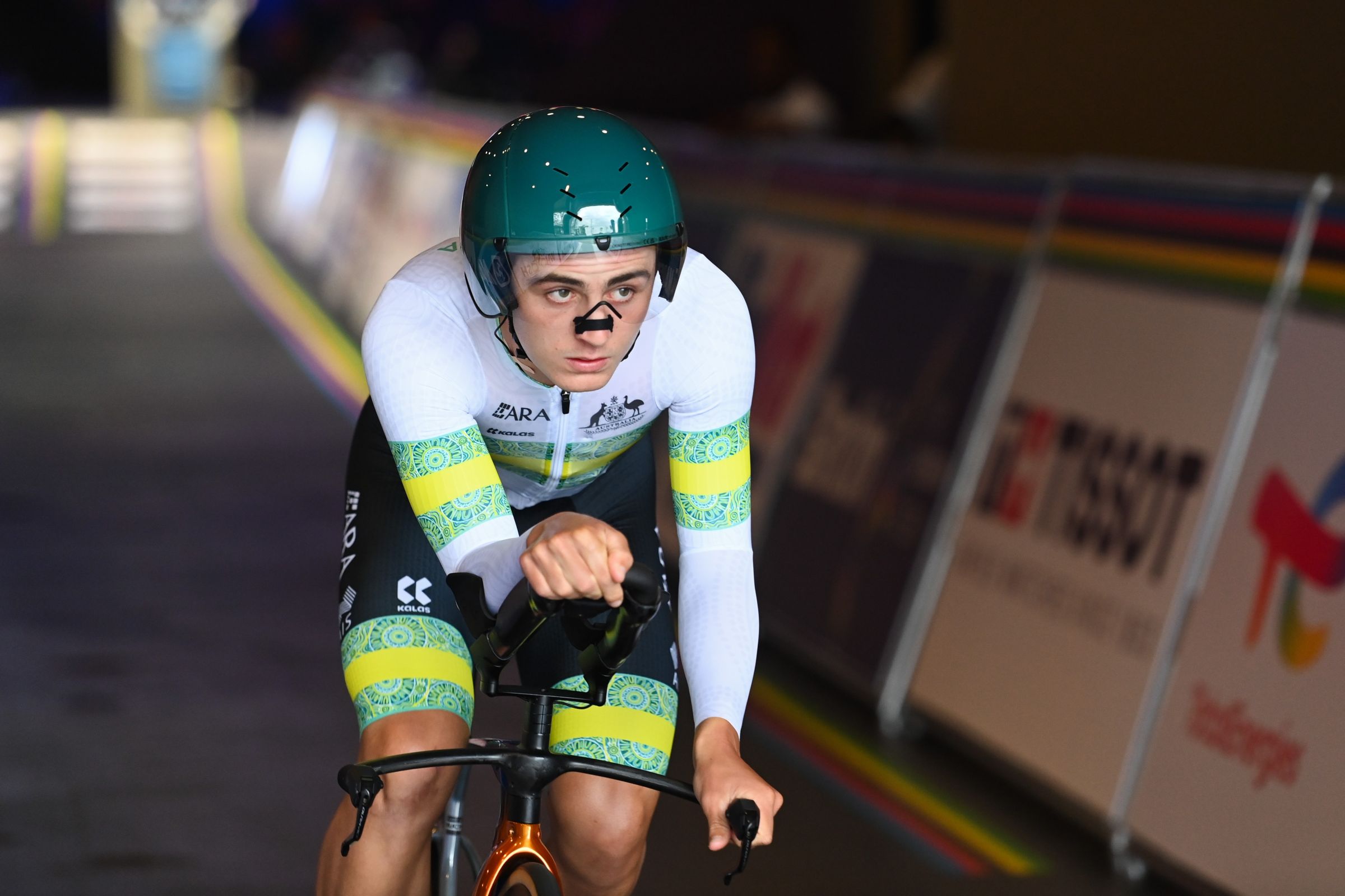 Hamish McKenzie competing for the ARA Australian Cycling Team in the  2025 UCI Road World Championships - BK Arena to Kigali Convention Centre, Kigali, Rwanda - Men Under-23 Individual Time Trial (ITT)